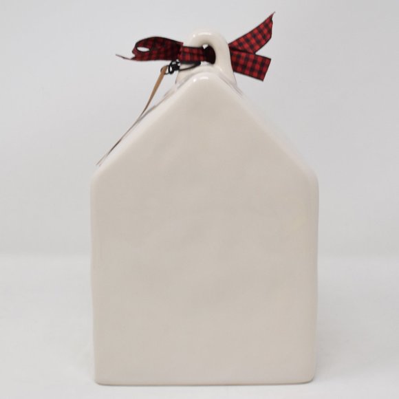 Rae Dunn Ho Ho Ho Birdhouse Ribbon Tag New Square Christmas Holiday White Red - Picture 3 of 11